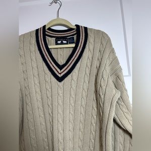 Vintage Chunky Knit Sweater, V Neck sweater, Dad Sweater